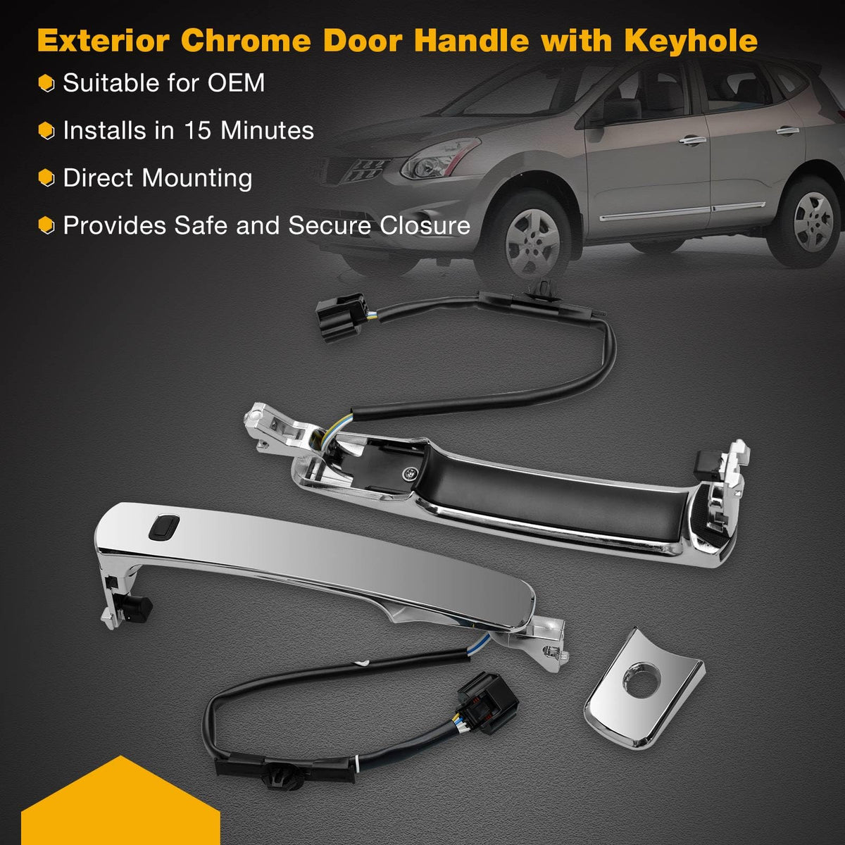 Gledewen handle button and wiring assembly ready for smart entry connection