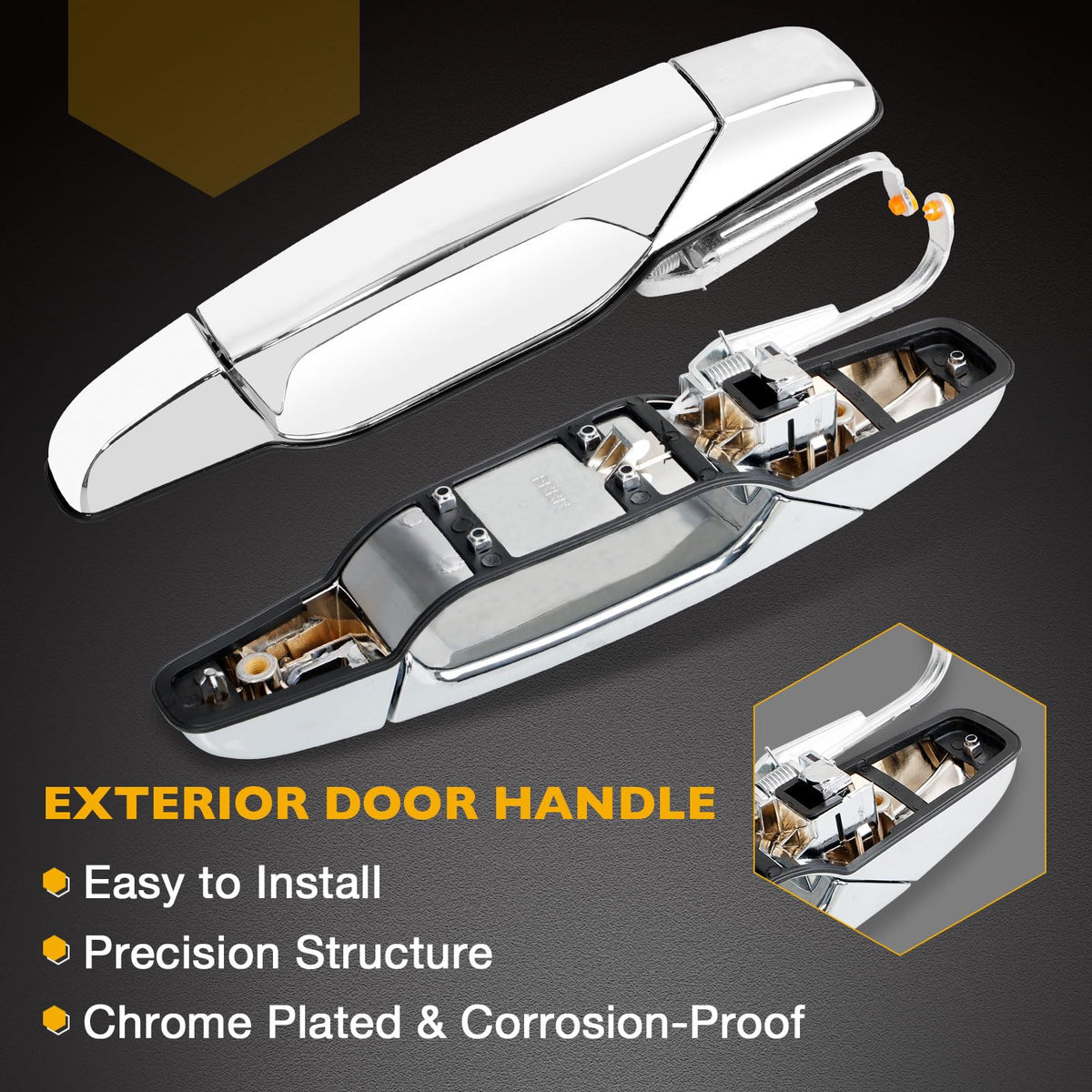 Gledewen chrome handle close-up showing reinforced texture and durability