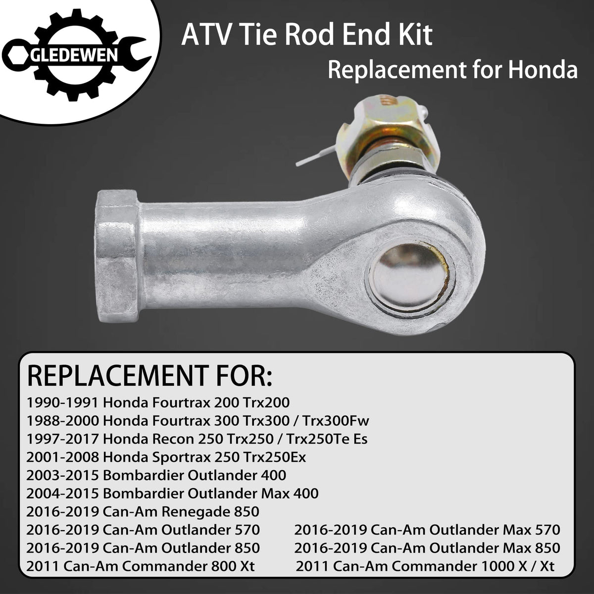 Gledewen tie rod threaded stud close-up showing precise fit for safer steering