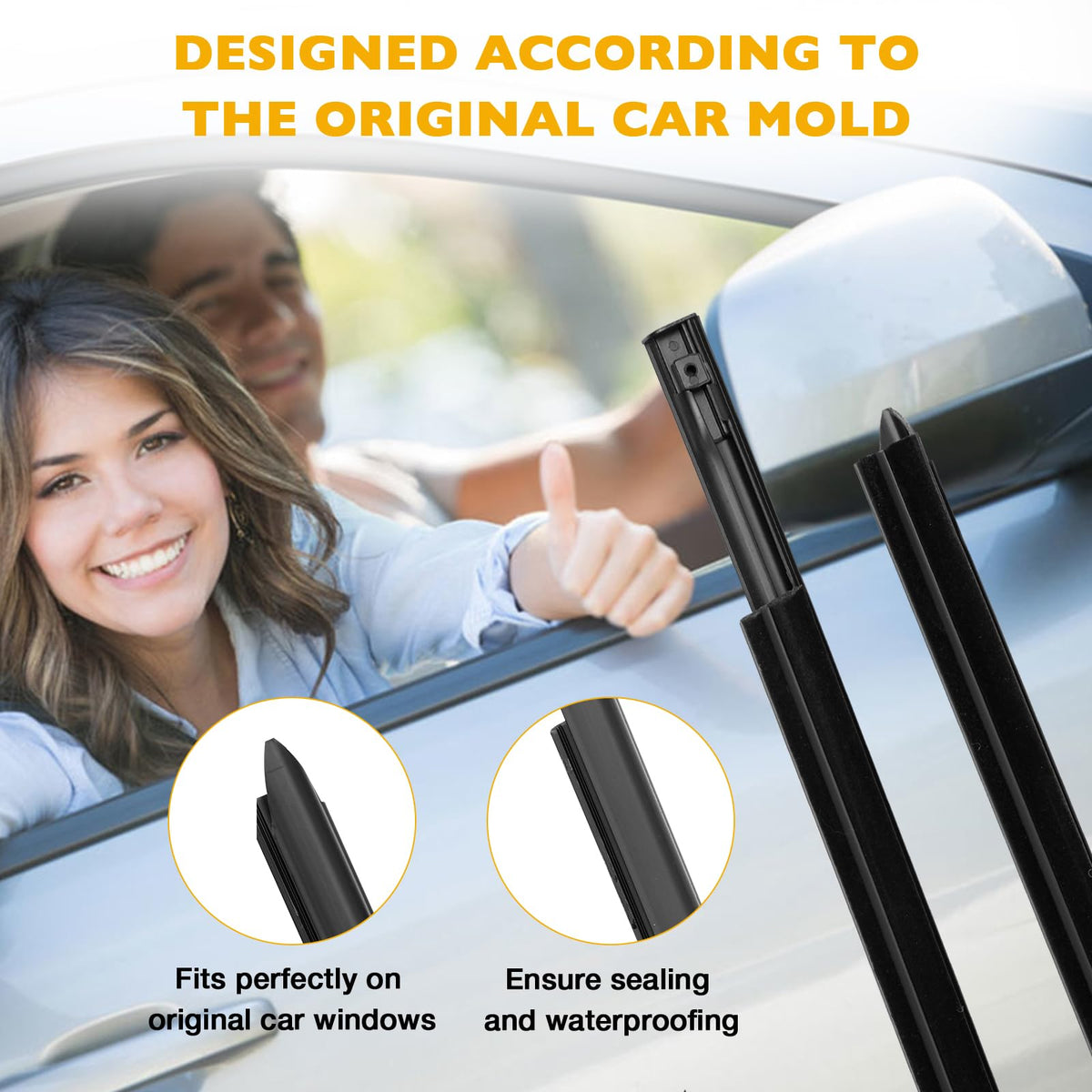 Gledewen driver door seal profile close-up illustrating tight compression benefit