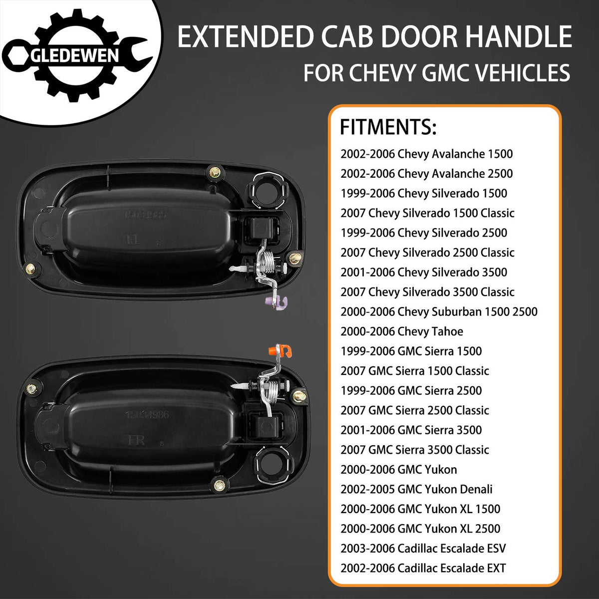 Gledewen front driver handle with keyhole highlighting precise fit and corrosion resistance