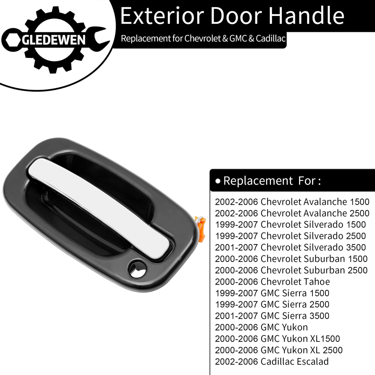 Gledewen driver-side chrome lever in black housing delivering OEM fit and reliable operation