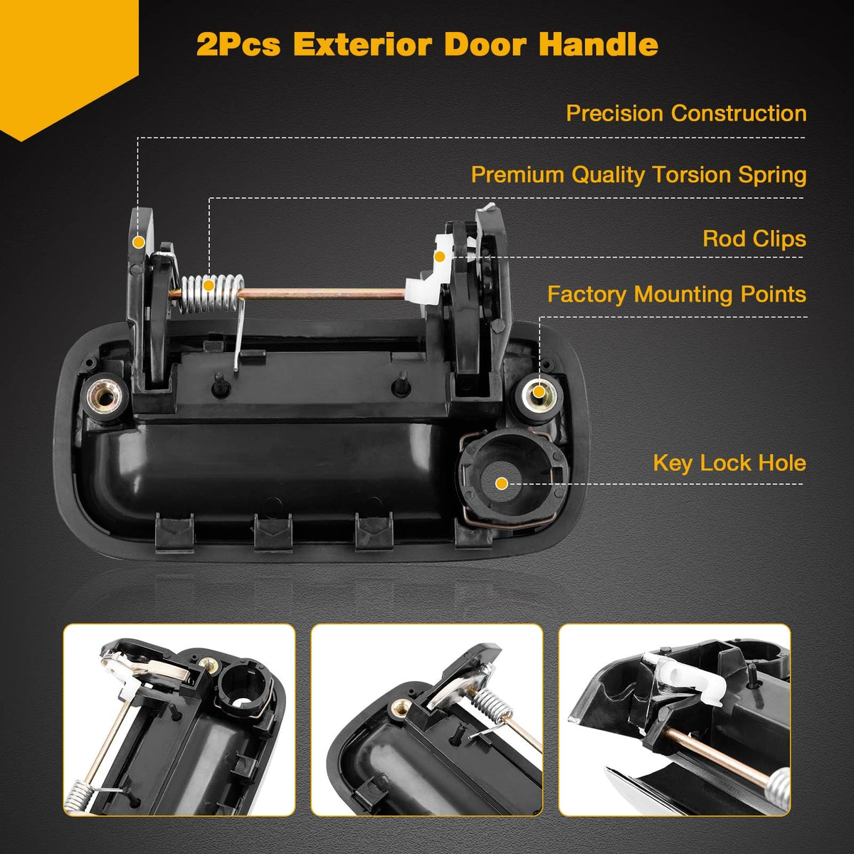 Gledewen handle backside mounting points showing OEM fit and secure install
