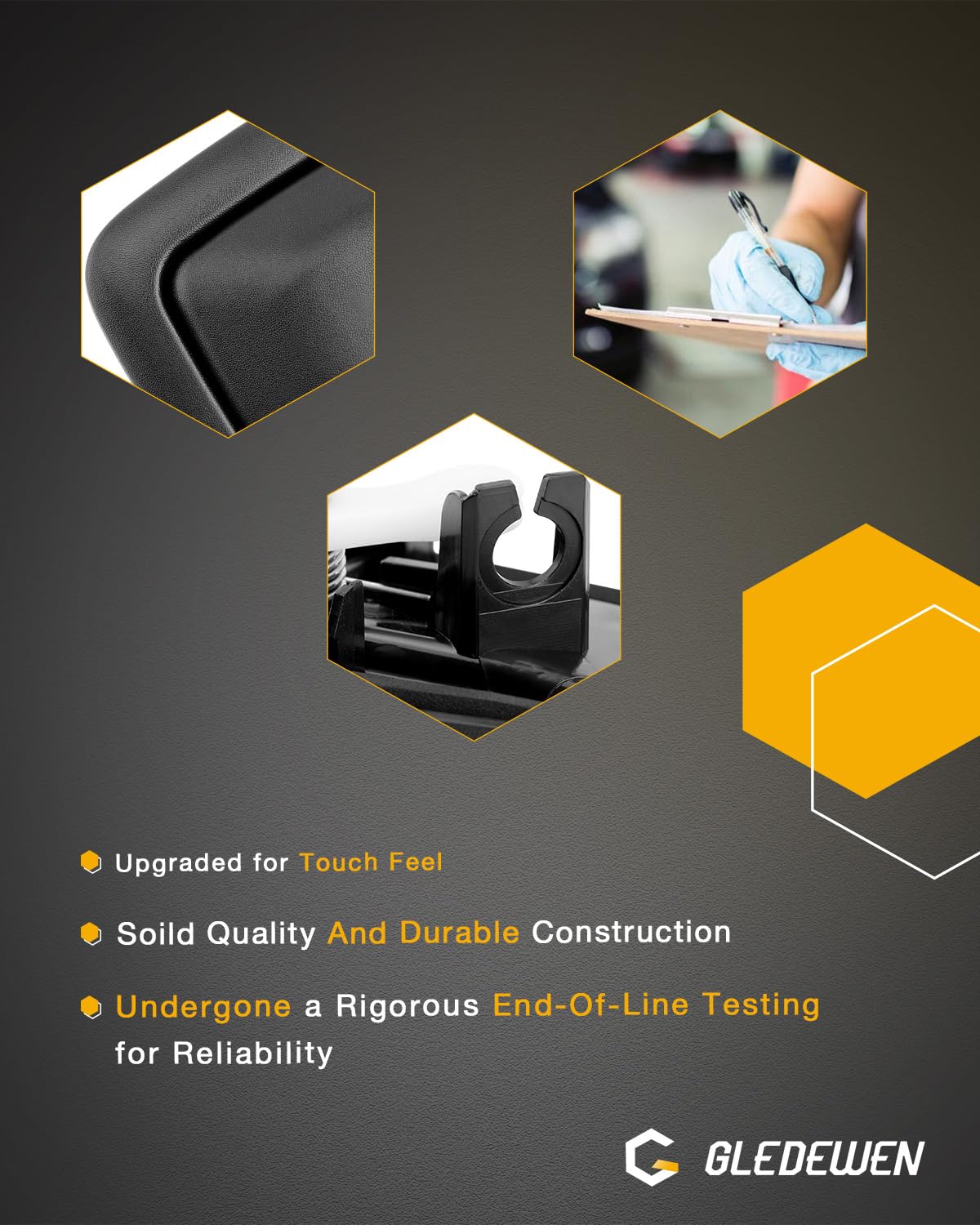 Gledewen handle hardware and spring shown for secure long-lasting benefit