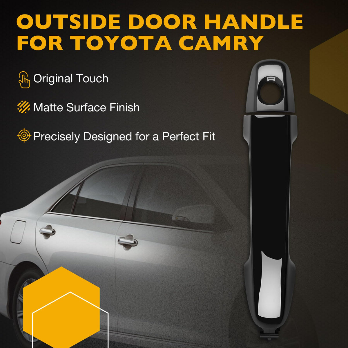 Gledewen handle installed on Camry front door showing clean fit