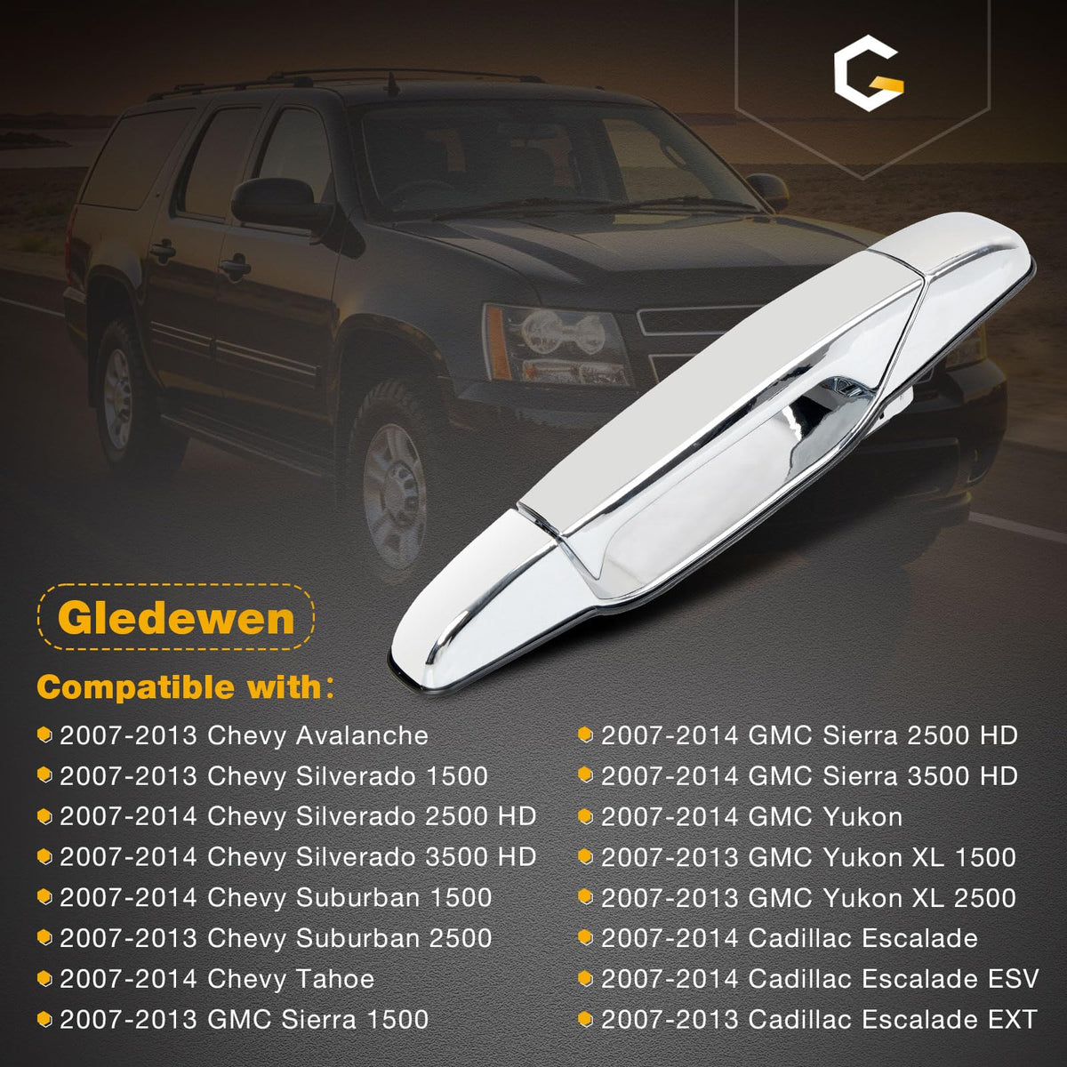 Gledewen handle in packaging with label showing part numbers and warranty