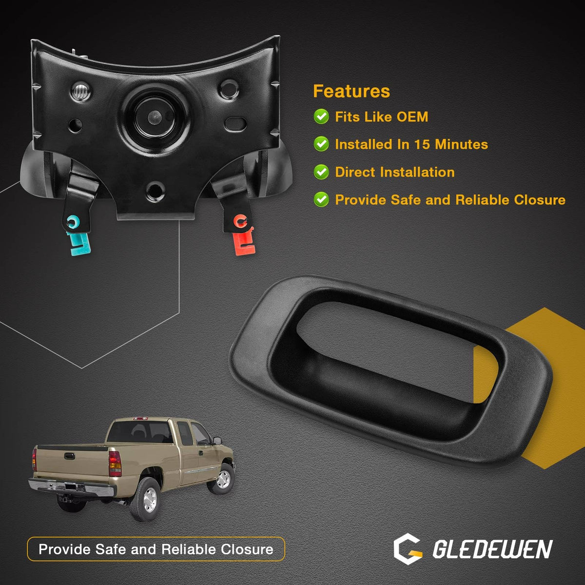 Gledewen side profile of handle showing contours and corrosion-resistant finish