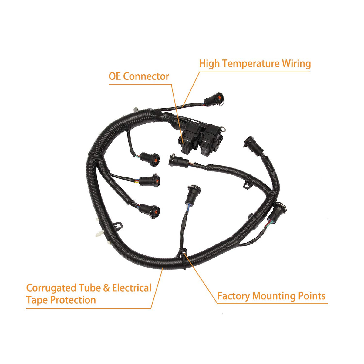 gledewen harness in engine bay demonstrating direct-fit replacement advantage