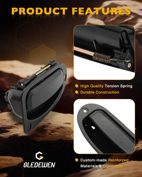 Gledewen driver-side handle installed in extended cab showing precise OEM fit