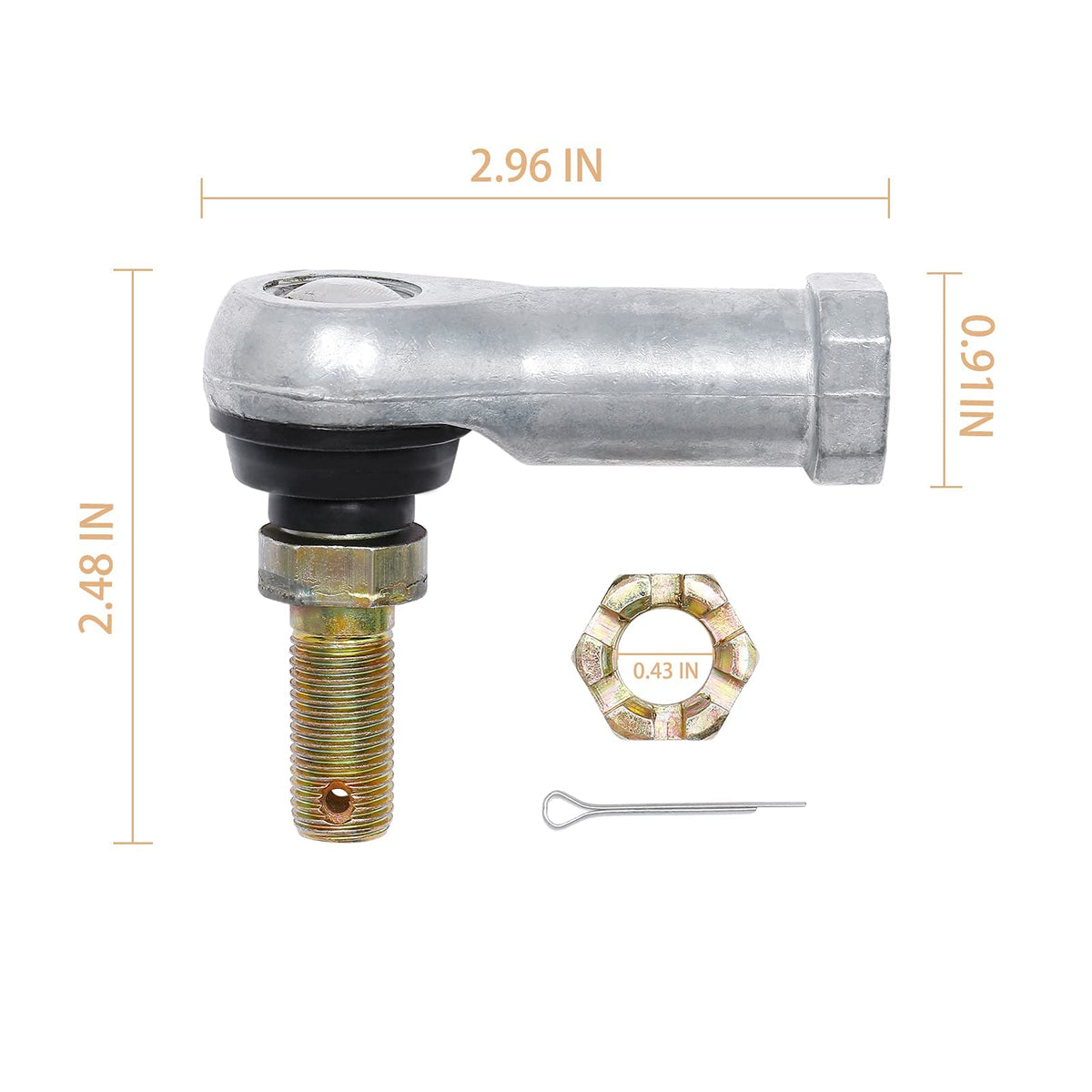 Gledewen tie rod installed on ATV steering arm demonstrating restored alignment