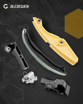 Gledewen timing kit components installed on engine front illustrating correct fitment