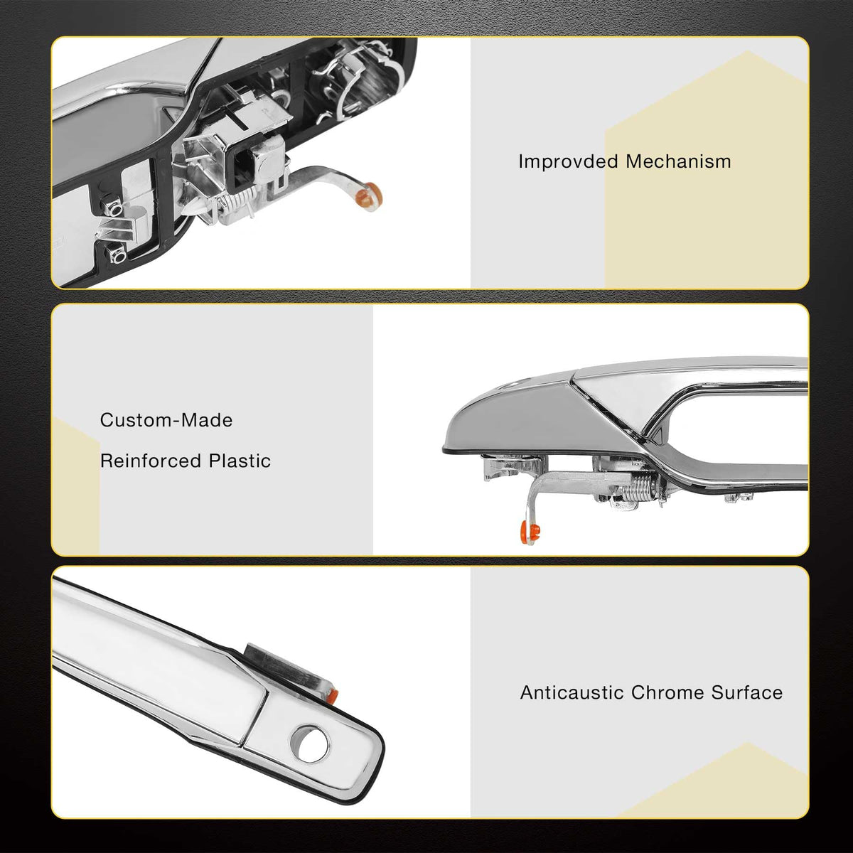 Gledewen handle installed on vehicle front door illustrating correct OEM-style fit