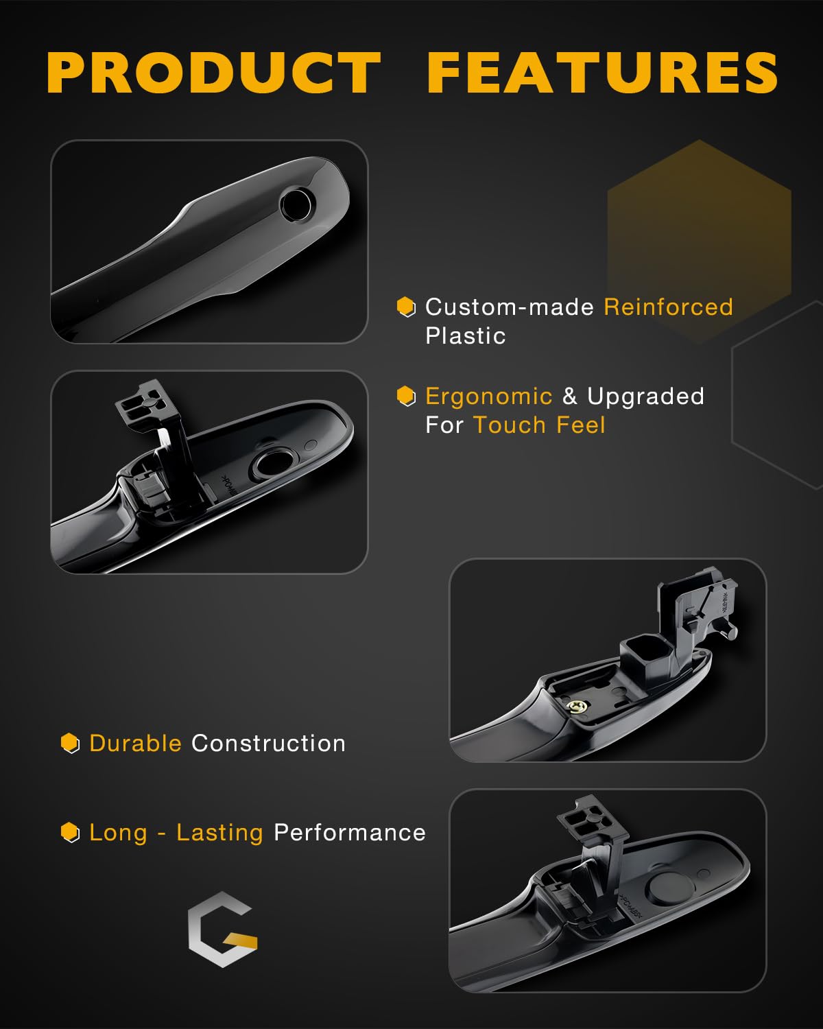 Gledewen rear right handle showing mounting points for easy alignment and secure installation