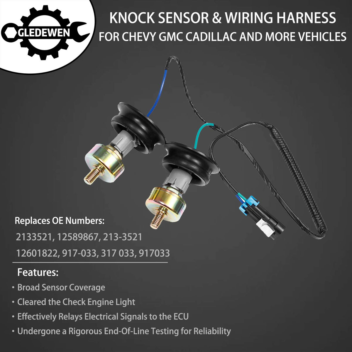 Gledewen sensor close-up revealing vibration element for consistent knock detection