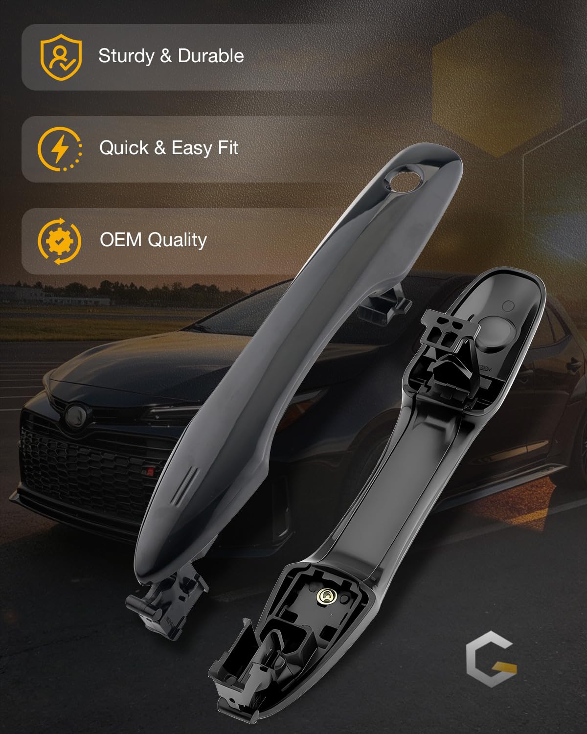 Gledewen handles next to ruler illustrating accurate dimensions for confident fitment