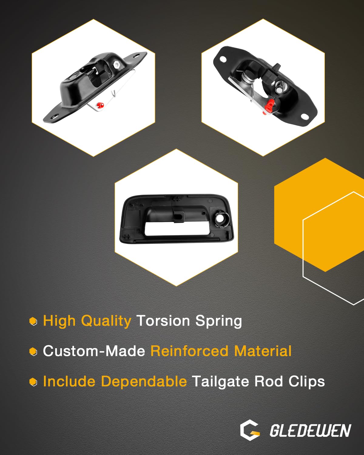 Gledewen tailgate handle and bezel detail illustrating OEM-style appearance