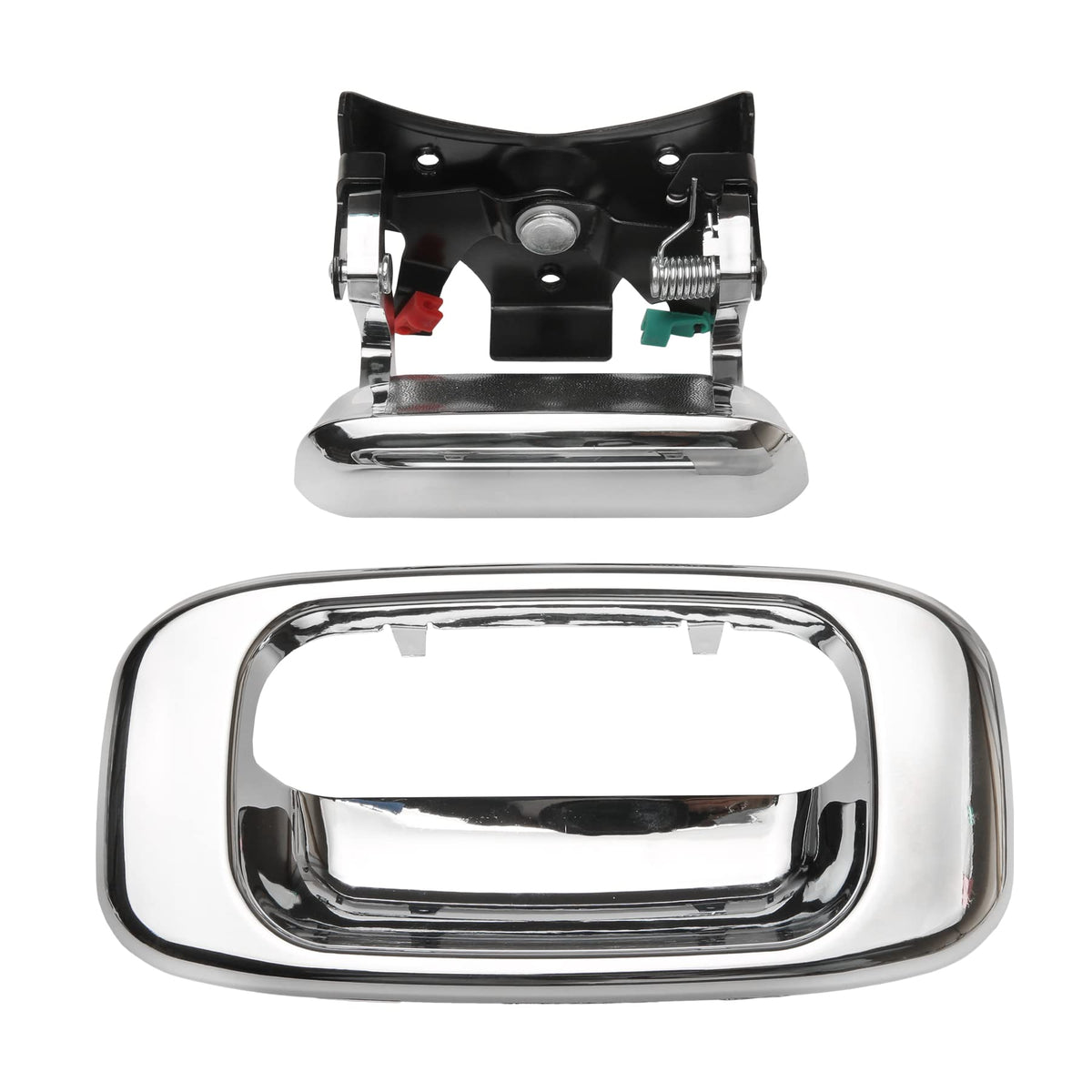Gledewen tailgate handle front view showing chrome finish and OEM fit benefit