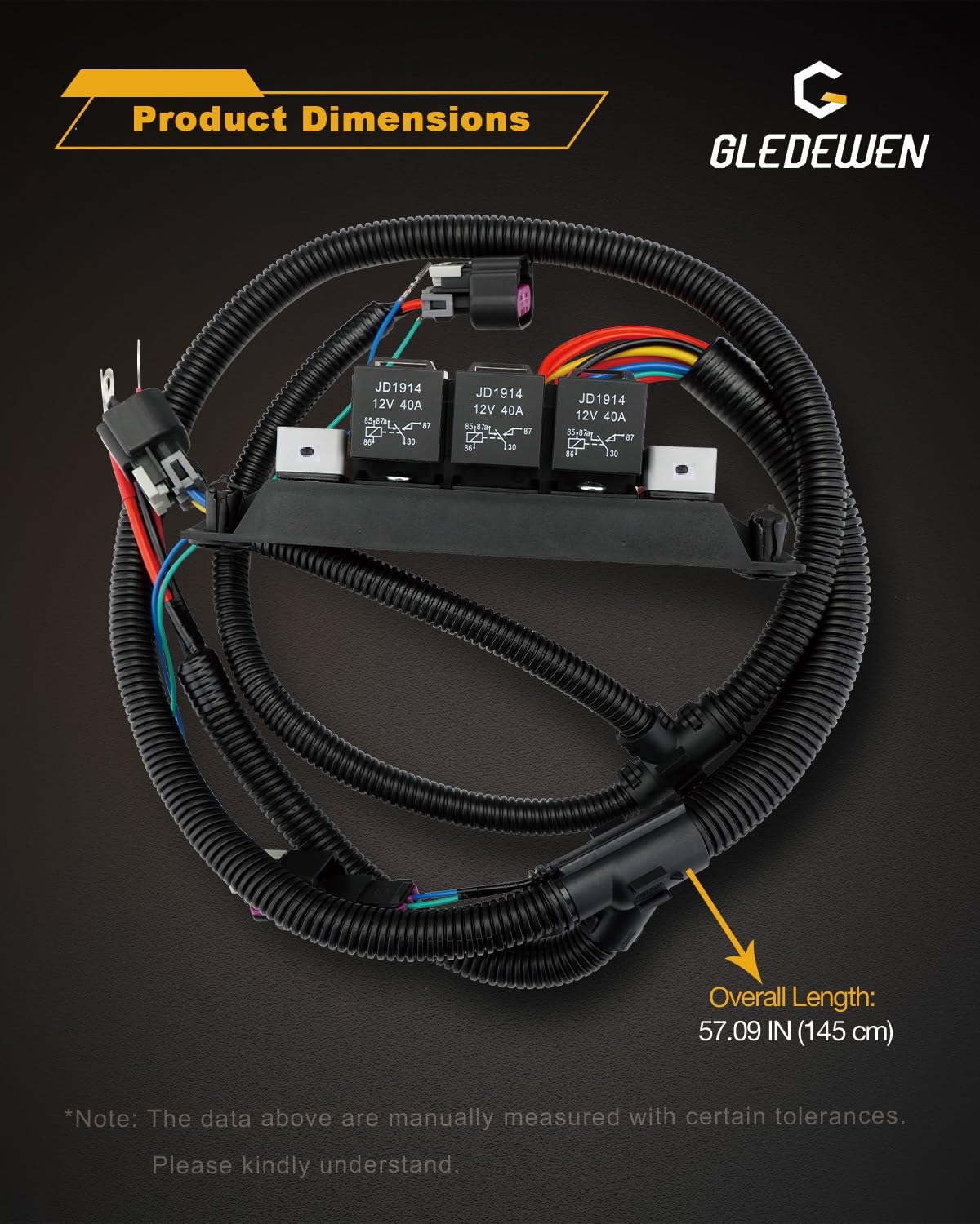 Gledewen image showing wiring branches and lengths for correct fan and sensor connections