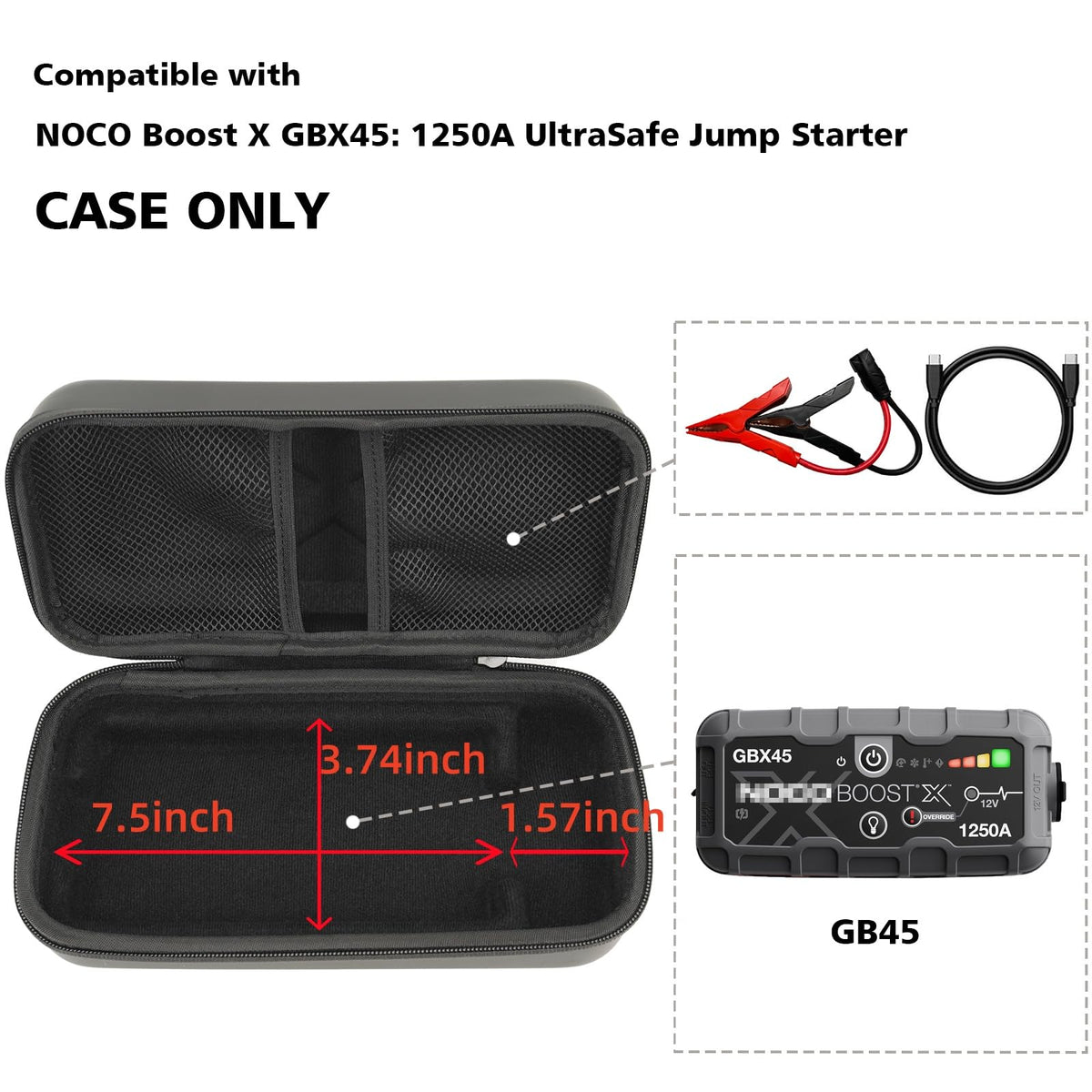 Gleegi interior molded compartments holding GBX45 securely in place