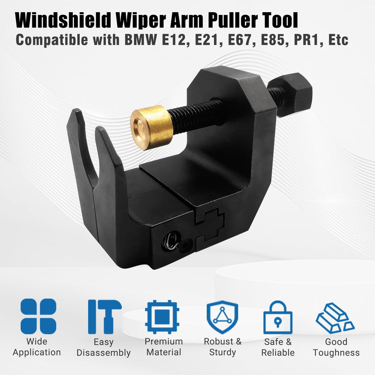 GLEXQLAO close-up on claw and threaded spindle highlighting adjustable 15–36mm opening for fit accuracy