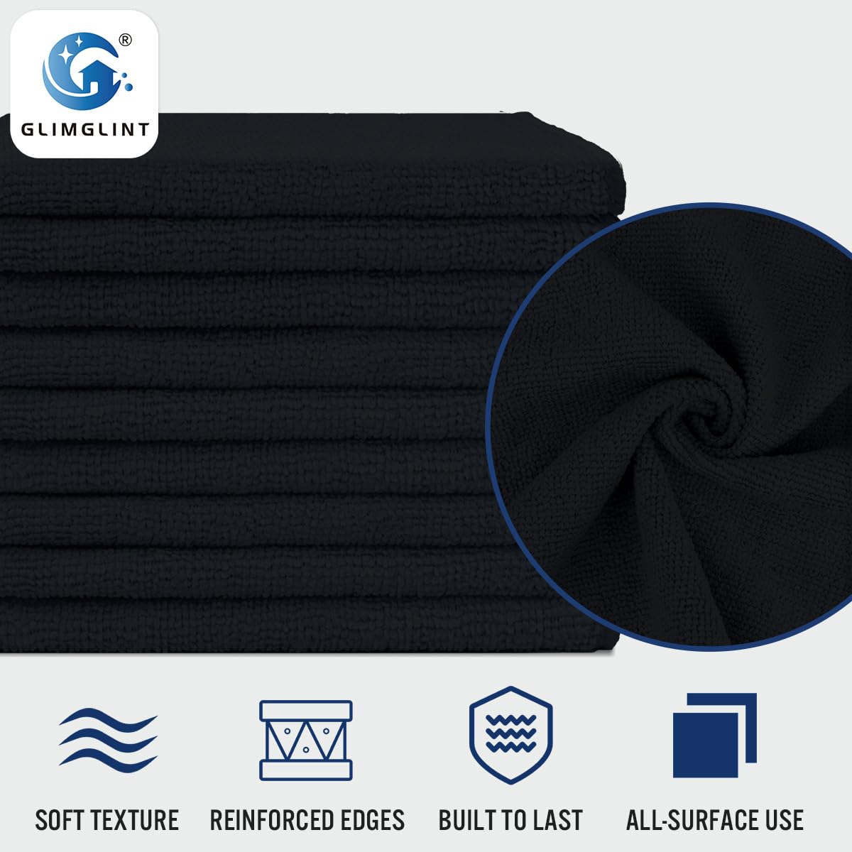 GLIMGLINT cloth held in hand demonstrating 14x12 inch easy handling