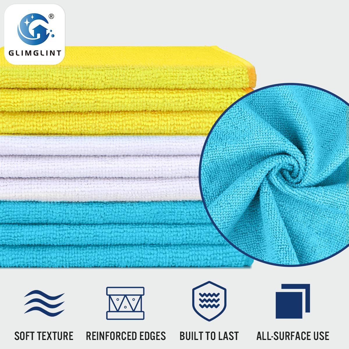 GLIMGLINT cloth held in hand showing 14x12 size and comfortable handling