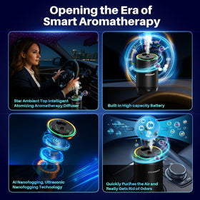GlimmaX installed in vehicle cup holder while driving benefit: hands-free automatic operation