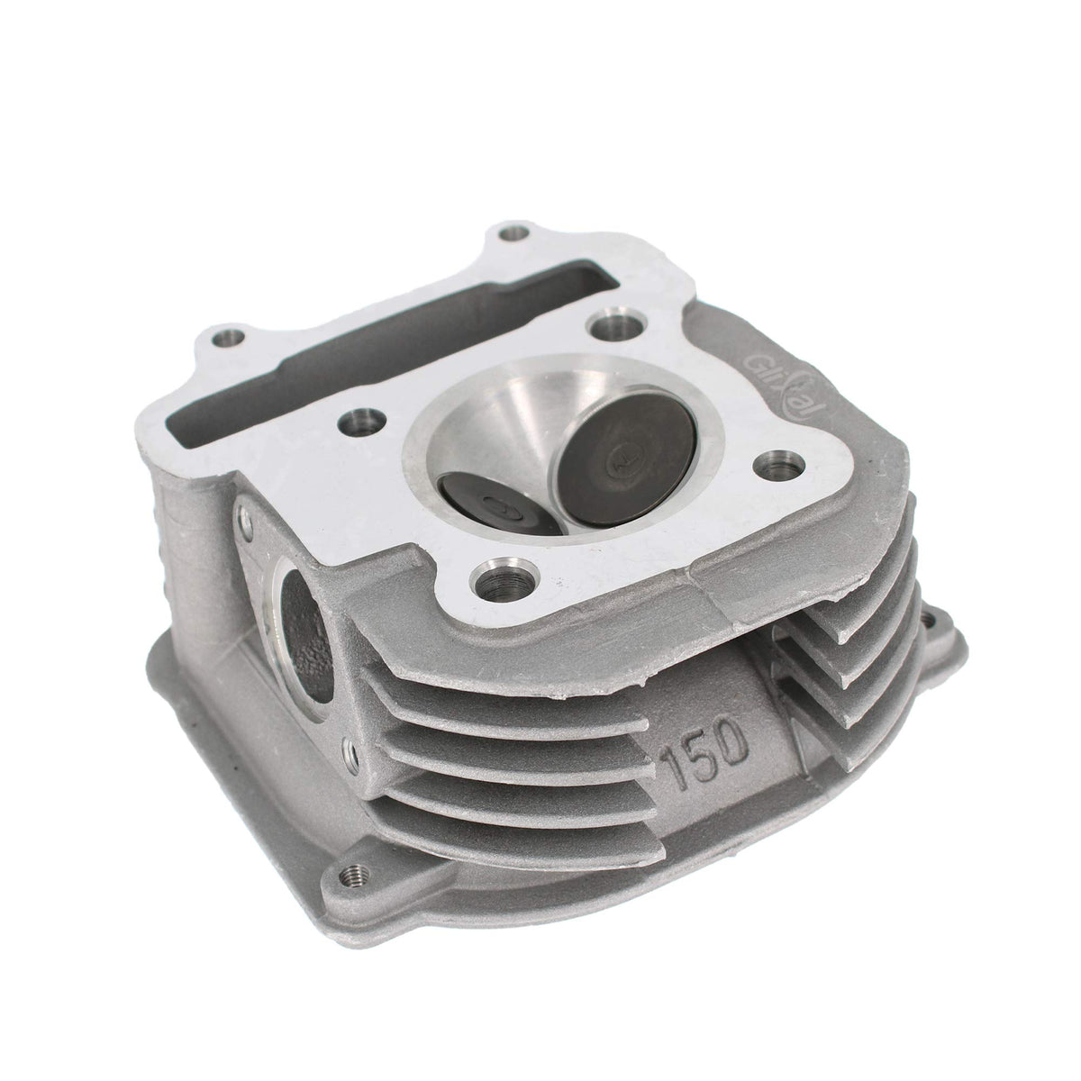 Glixal combustion chamber detail showing 57.4mm diameter, enables proper 150cc bore