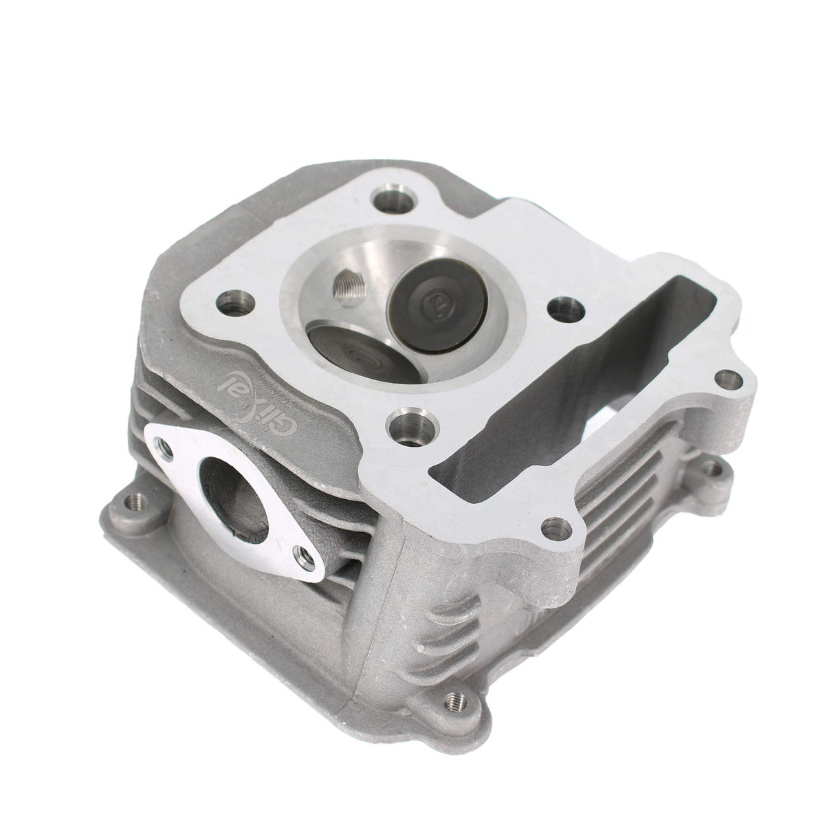 Glixal closeup of intake and exhaust valves set, highlights precision fit and durability