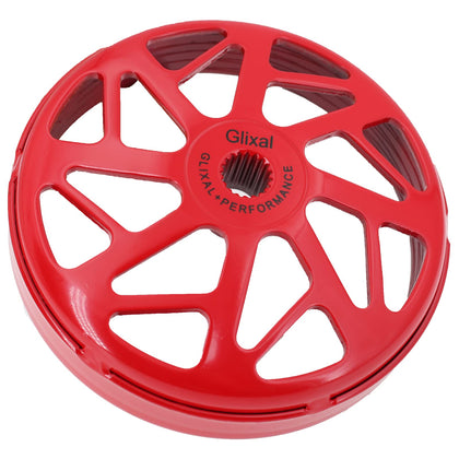 Glixal front view clutch bell showing red finish and compatible fit