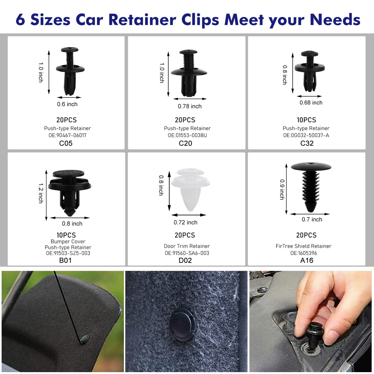 GLK open clip storage box with 100 replacement fasteners for quick reassembly