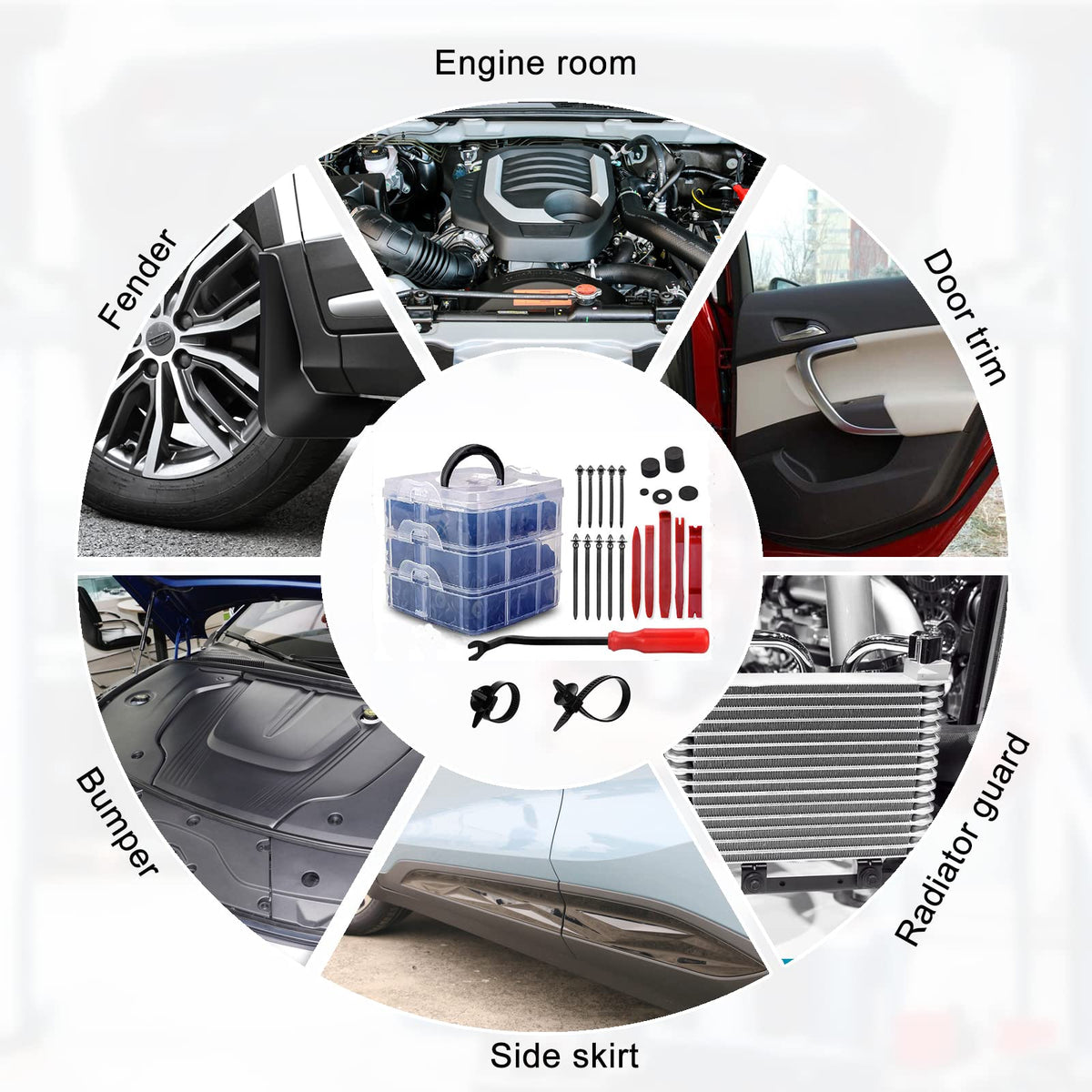 GLK retainers holding engine cover firmly to reduce vibration and noise