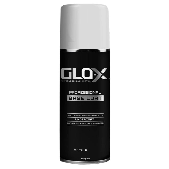 GLO-X front packaging of white base coat showing can and fast-dry benefit
