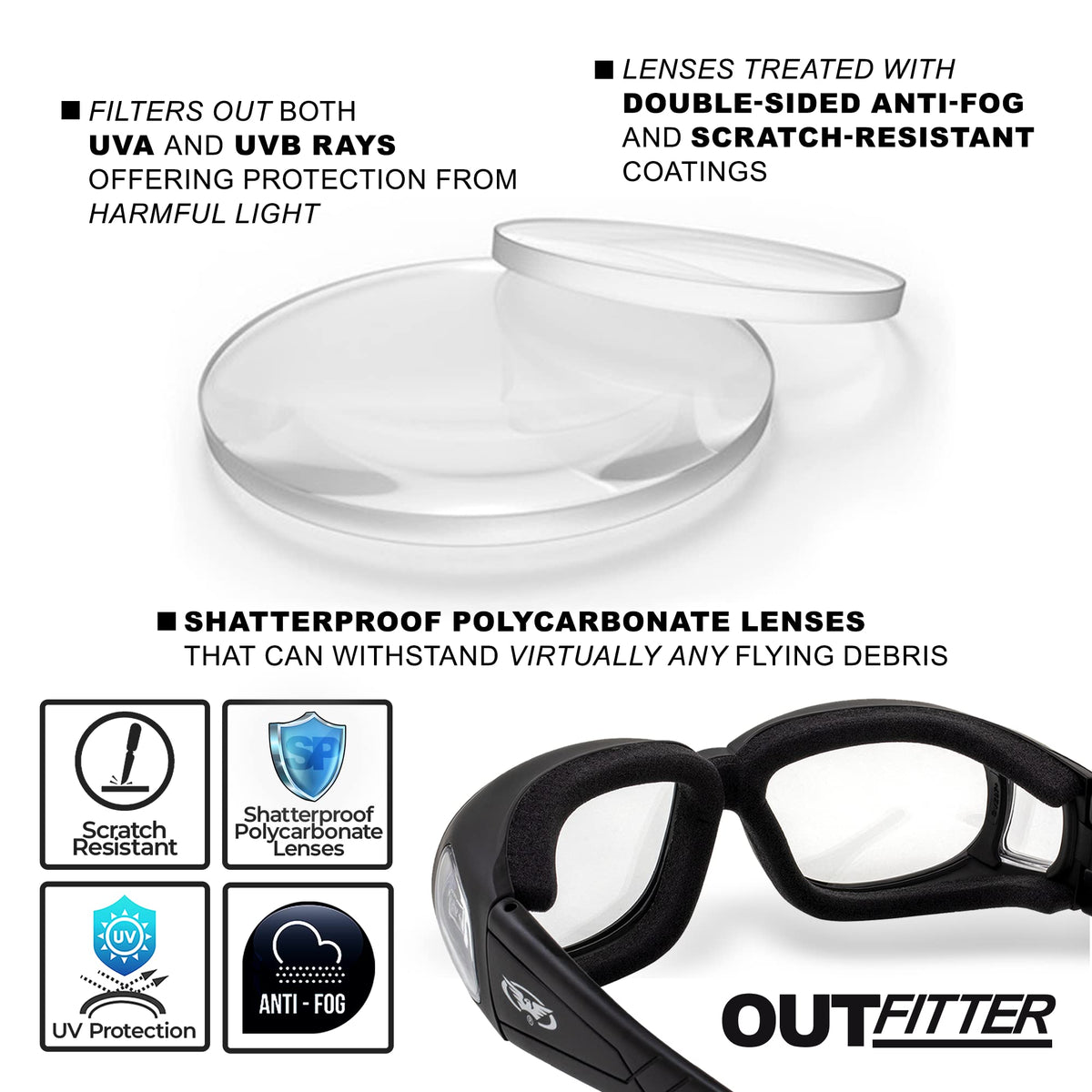 Global Vision on rider in helmet illustrating wind and debris protection
