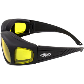 Global Vision worn over prescription glasses demonstrating compatibility benefit