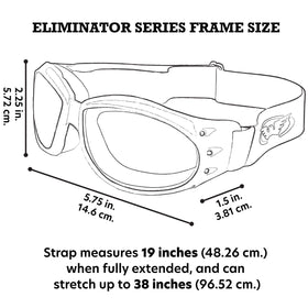 Global Vision size comparison beside helmet showing fit and scale for riders
