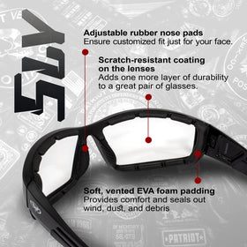Global Vision Sly close-up of vented EVA foam padding for breathability and comfort