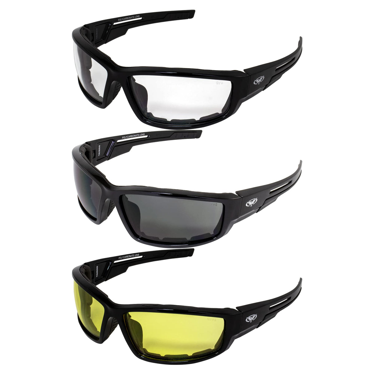 Global Vision Sly front view showing black frame and sporty wraparound protection