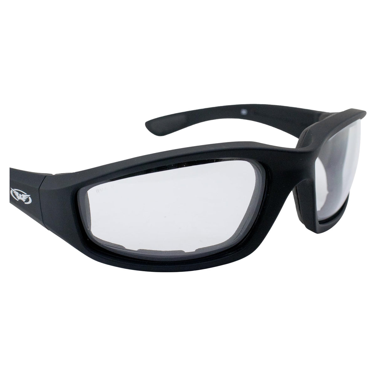 Global Vision Z87.1 label close-up confirming safety-rated impact protection