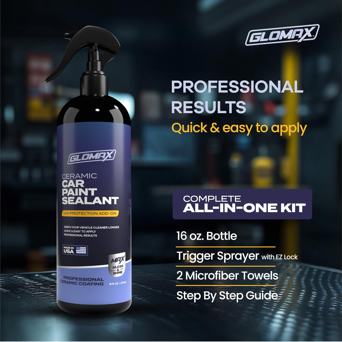 GLOMAX before and after car panel demonstrating gloss improvement benefit