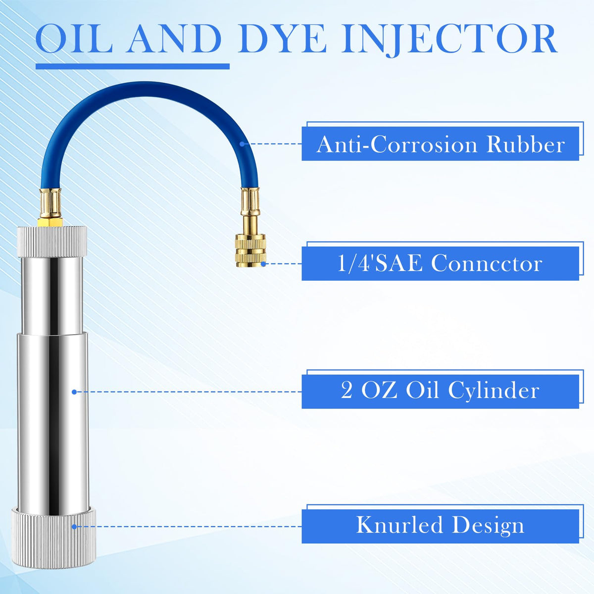 Glooglitter injector close-up highlighting aluminum alloy body and screw-in check valve reliability