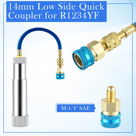 Glooglitter quick couplers detail showing R134A and R1234YF fittings for broad compatibility