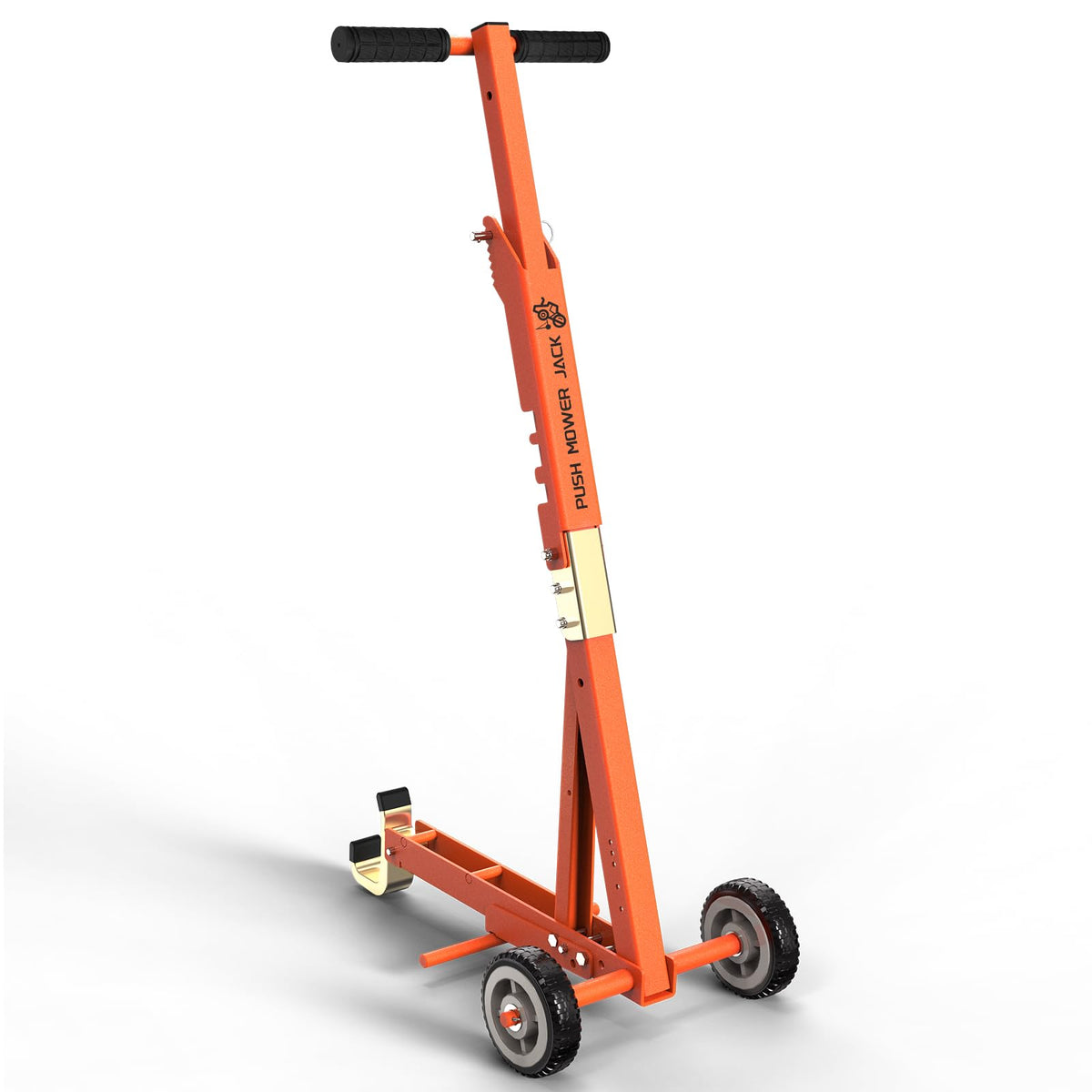 Glosaie front view orange lift showing stable base and quick setup benefit