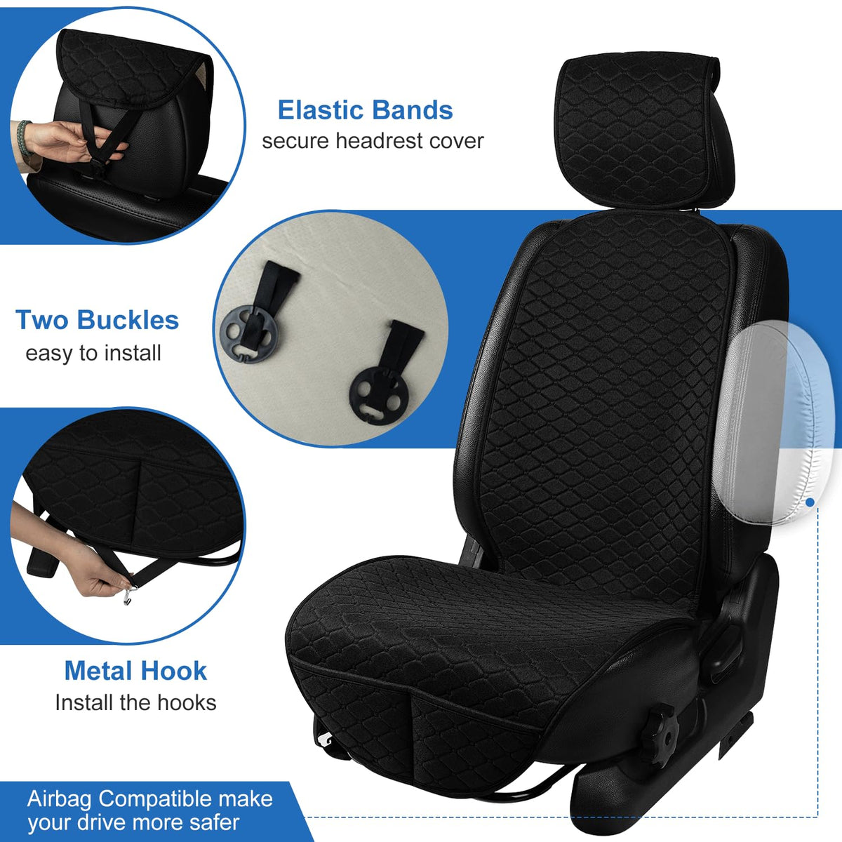 Gloserin black cover with dog in car protecting upholstery from pet hair