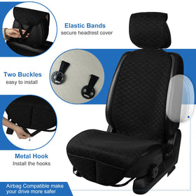 Gloserin black cover with dog in car protecting upholstery from pet hair