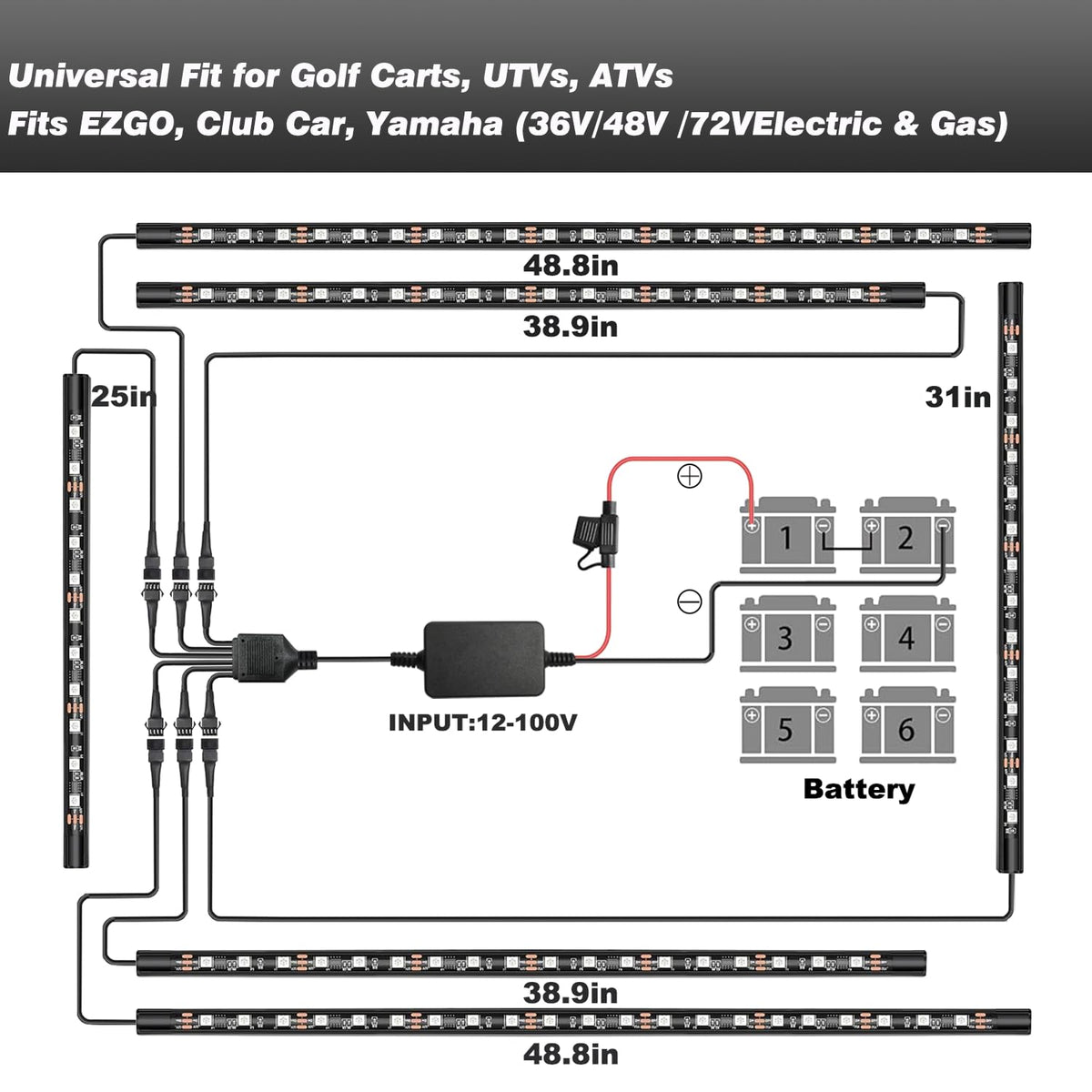 Glowlendra control box and wiring showing easy battery hookup and durable connectors