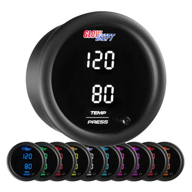 GlowShift front gauge face showing dual displays and matte trim for clear monitoring