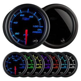 GlowShift front gauge showing clean face and readable needle, enhancing quick oil pressure checks