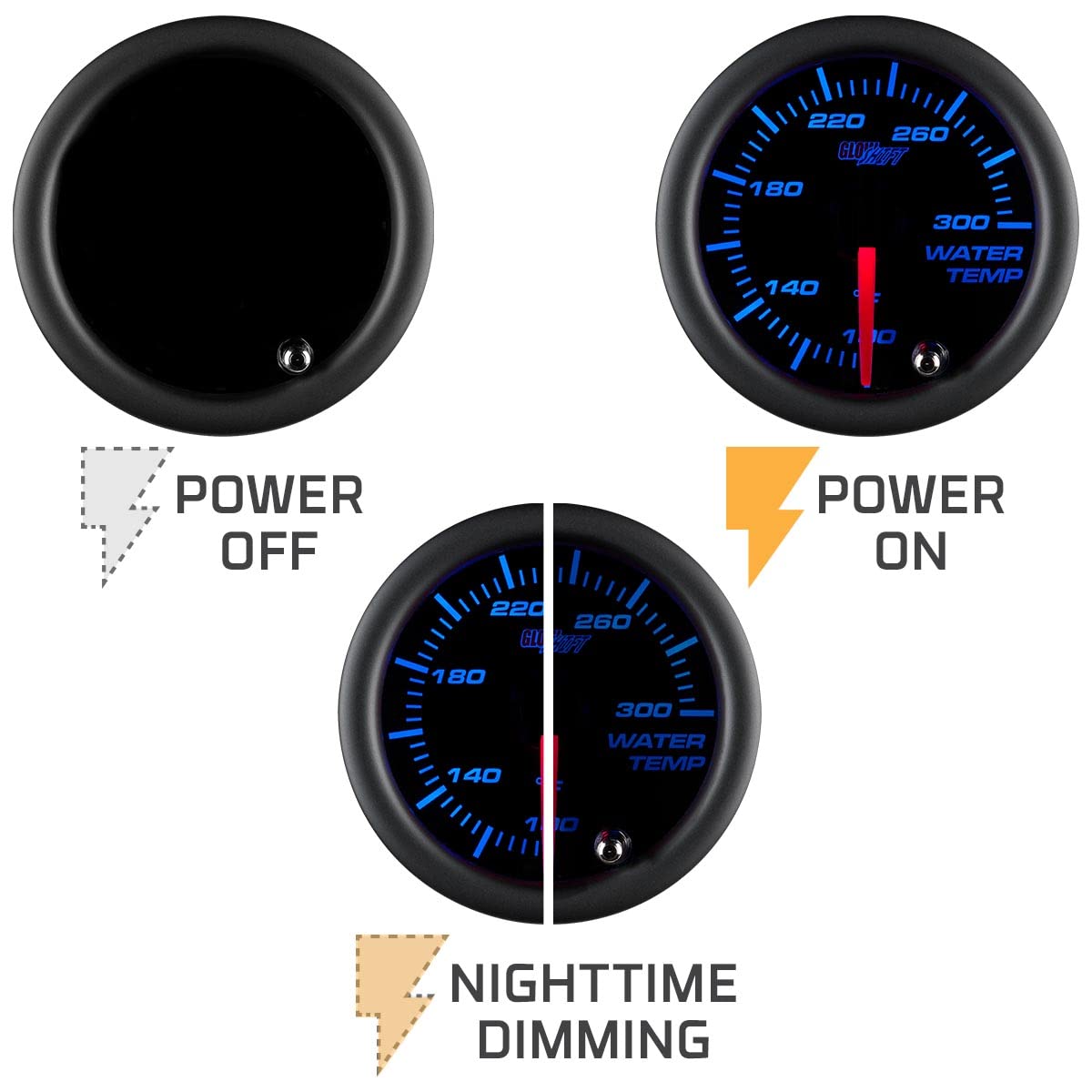 GlowShift installed in a vehicle dash providing customizable backlighting and style