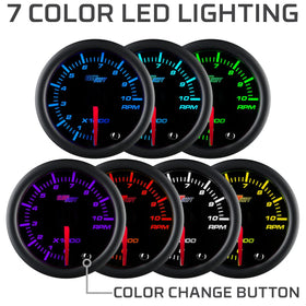 GlowShift tachometer installed in dashboard offering improved dash readability